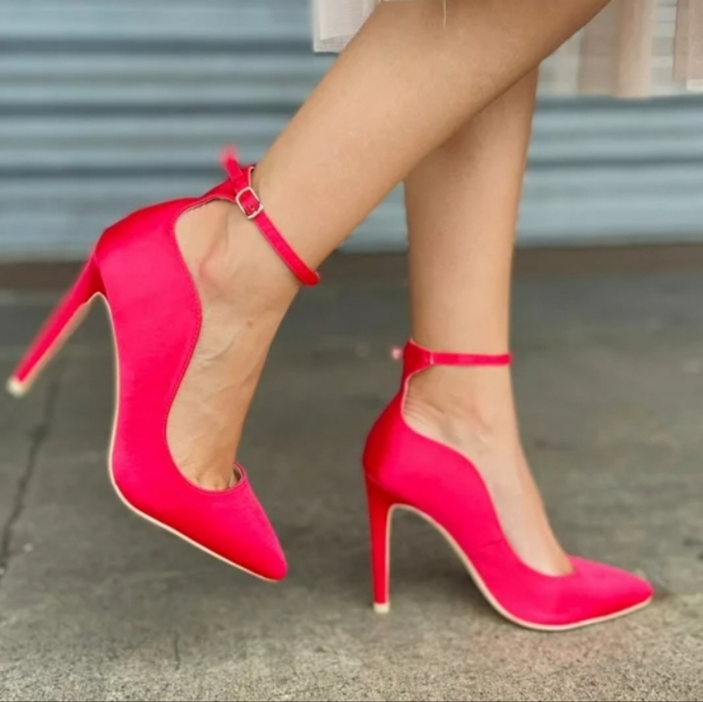 Red pointed toe stiletto heels